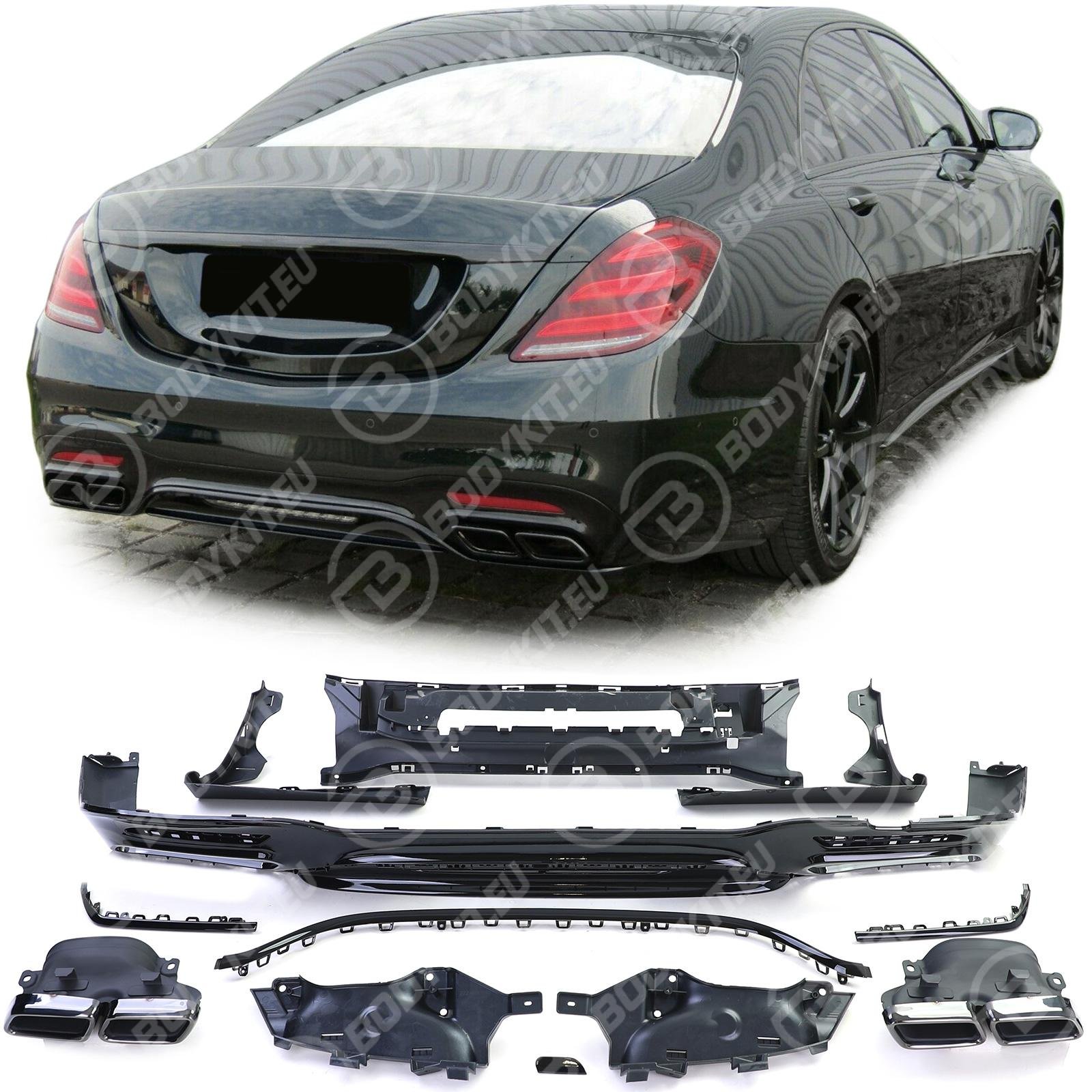 1676268308_euvirida-w222-amg-s63-difusor-gloss-black MERCEDES S-CLASS W222 S63 DIFFUSER BLACK 2018-2020 - Image 1
