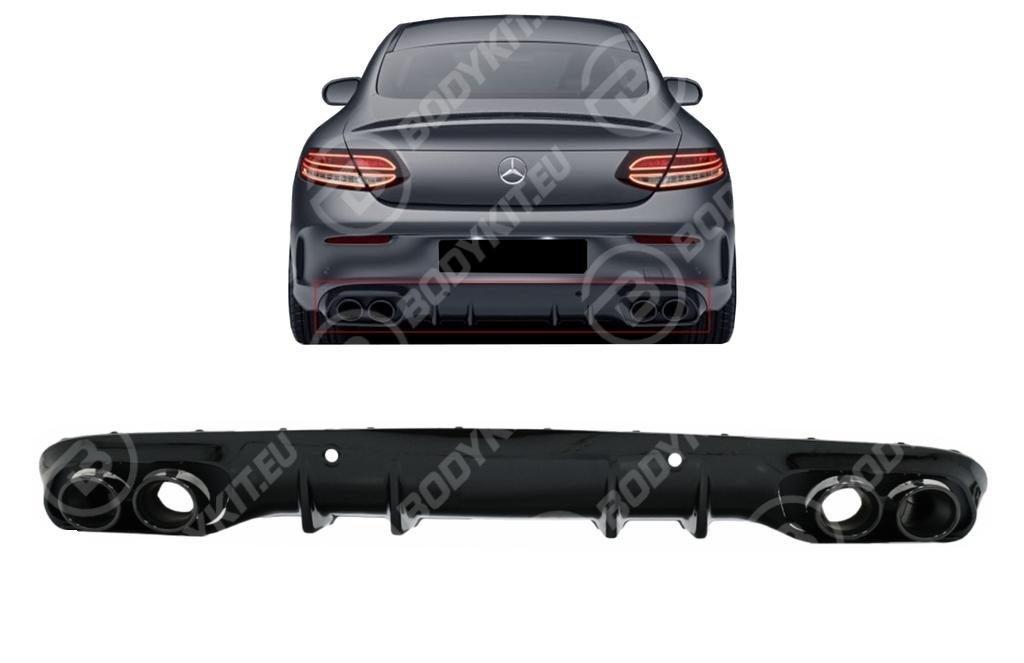 Mercedes-C43-Coupe-Cabrio-W205-Dyfuzor-i-koncowki MERCEDES C COUPE C205 C43 AMG REAR BLACK DIFFUSER - Image 1