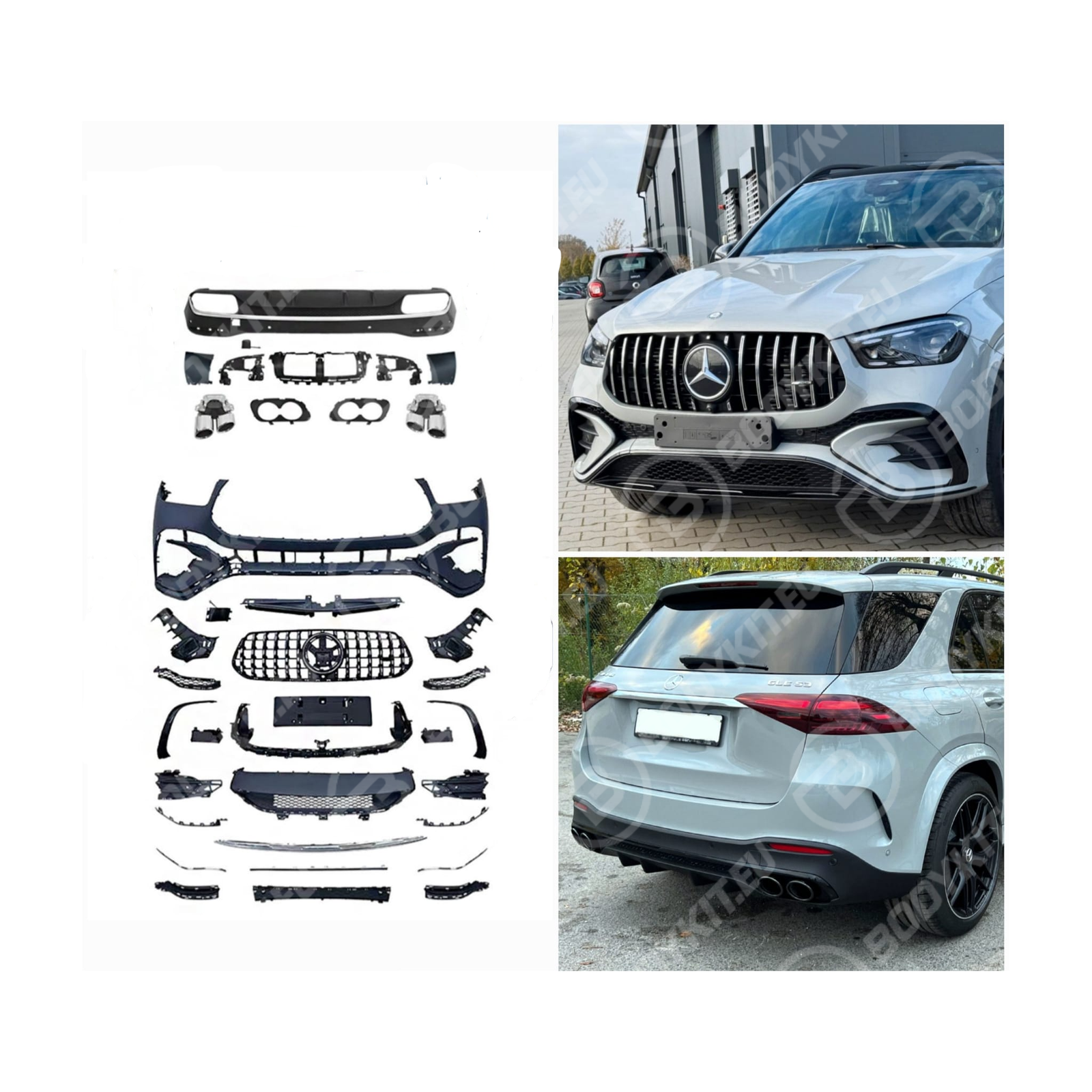 front-diffuser MERCEDES GLE V167 GLE53 FRONT BUMPER + DIFFUSER 2023-2025 - Image 1