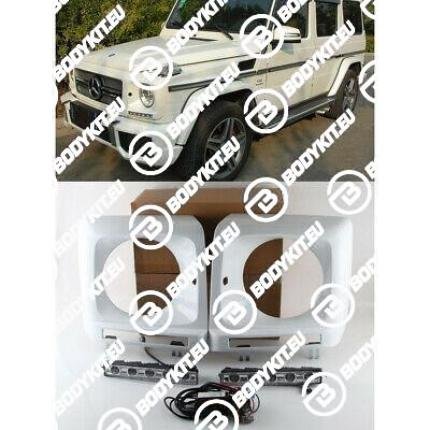 MERCEDES G CLASS W463 FRONT HEAD LAMPS COVERS + LED 2012-2016