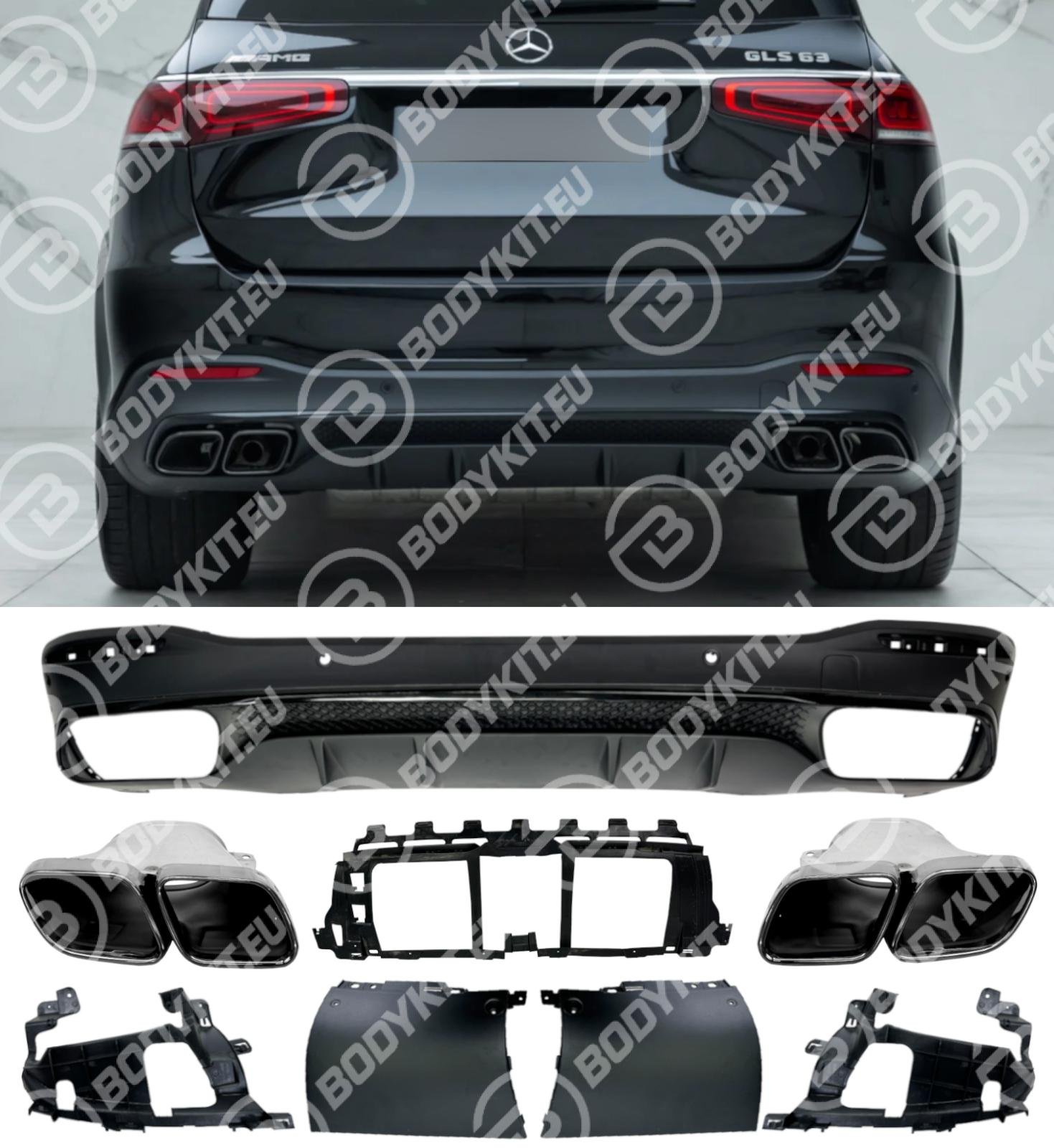 MERCEDES GLS X167 GLS63 Diffusor, schwarz, Modelljahre 2020–2024 MERCEDES GLS X167 GLS63 Diffusor, schwarz, Modelljahre 2020–2024