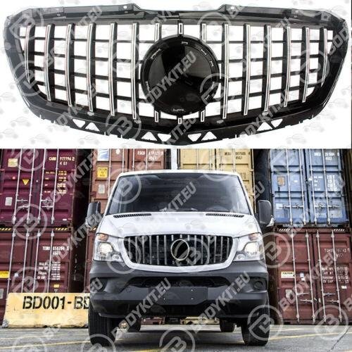 PARRILLA DELANTERA DE LA MERCEDES SPRINTER W906, CROMADA/NEGRA, 2013-2018 PARRILLA DELANTERA DE LA MERCEDES SPRINTER W906, CROMADA / NEGRA, 2013-2018