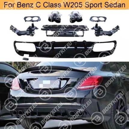 MERCEDES W205/S205 C43 AMG – CZARNY DYFUZOR TYLNY